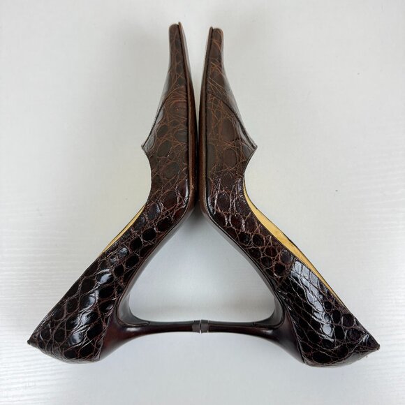 Giuseppe Zanotti Croc Embossed Leather Pointed Toe Pumps - Picture 6 of 11